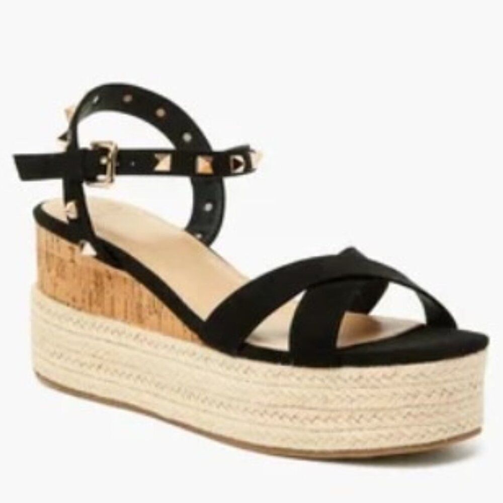 Sexy Black Studded Platform Wedge High Heel Sandals